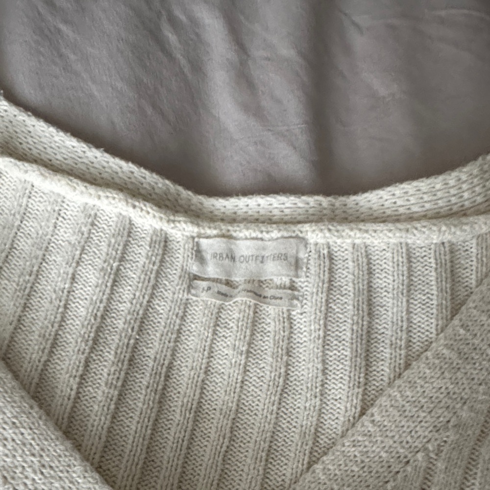 Cream Ribbed Button-Up Sweater - Picture 3 of 3